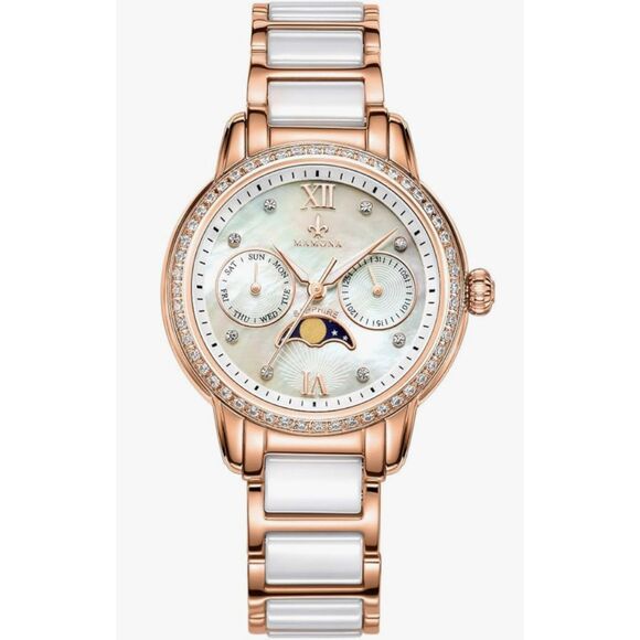 MAMONA Rose Gold Chronograph Wristwatch- Mother of Pearl Watch Face - Picture 1 of 8